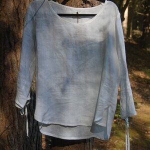 Simple long sleeve linen blouse / Long Sleeved Linen Shirt / Linen Top Natural